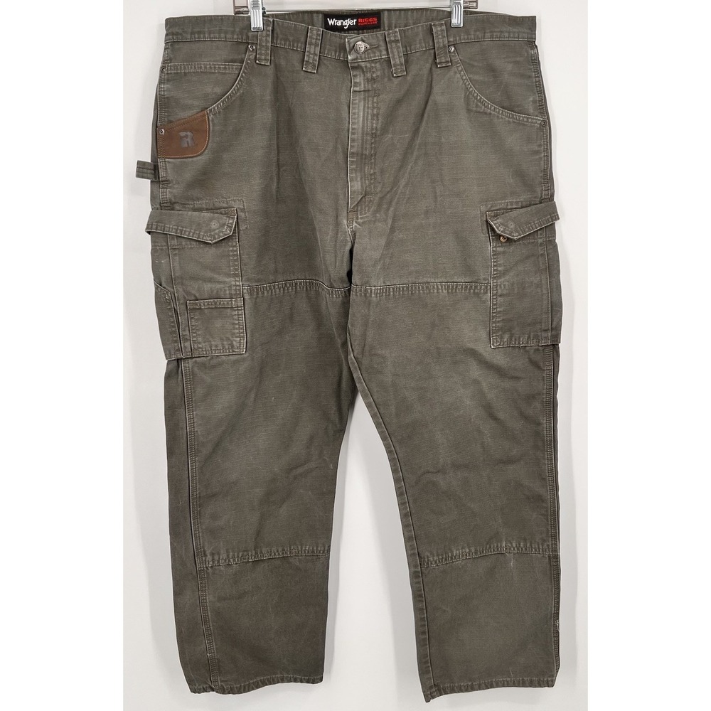 Wrangler Pants Men's Olive Canvas Riggs Workwear Carpenter Ripstop‎ 44x32